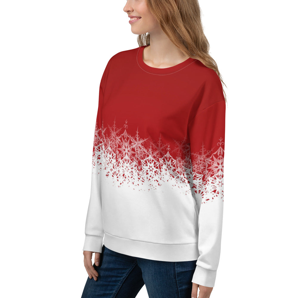 Festive Red and White Unisex Sweatshirt