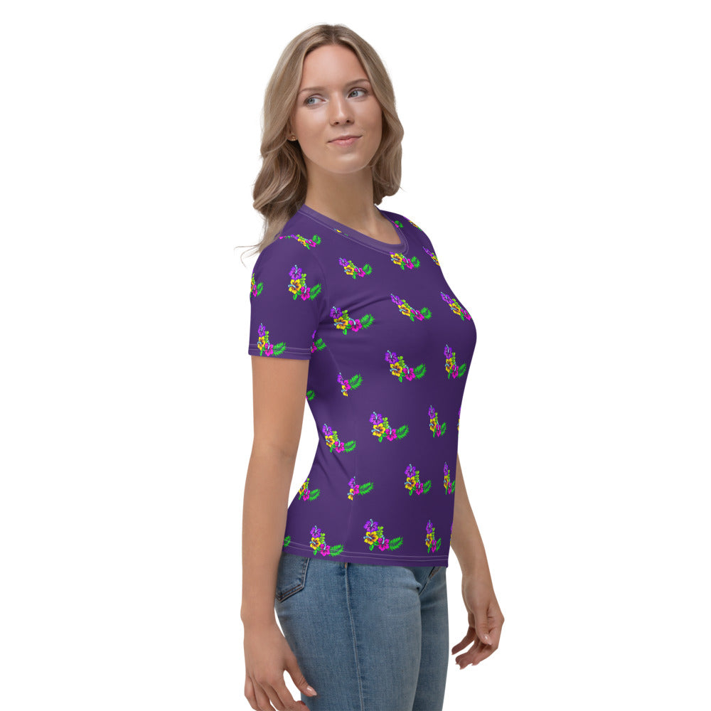 Purple Tropical Print Women's T-shirt