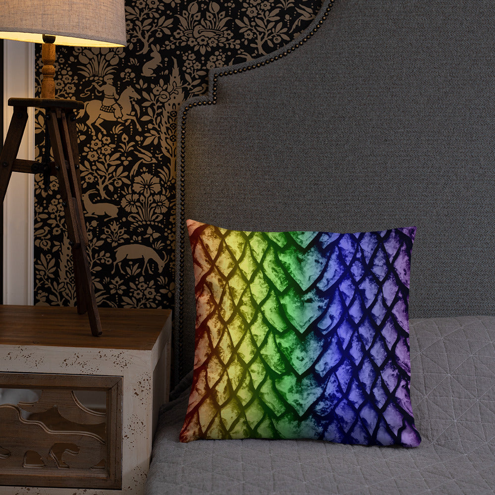 Rainbow Dragon Scale Pillow