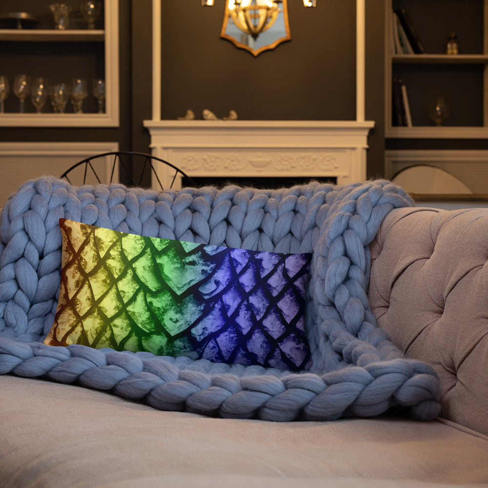 Rainbow Dragon Scale Pillow