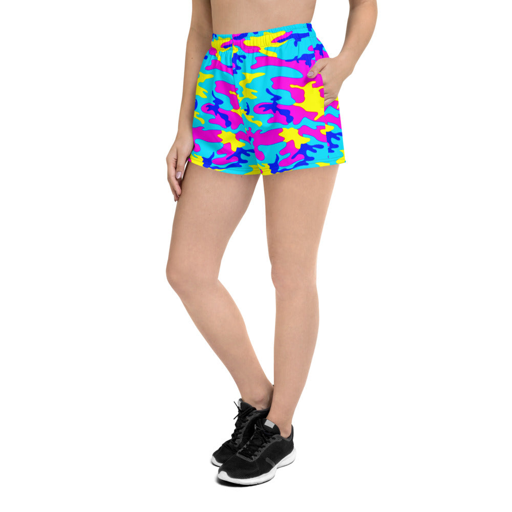 Colorful Camo Athletic Women's Short Shorts