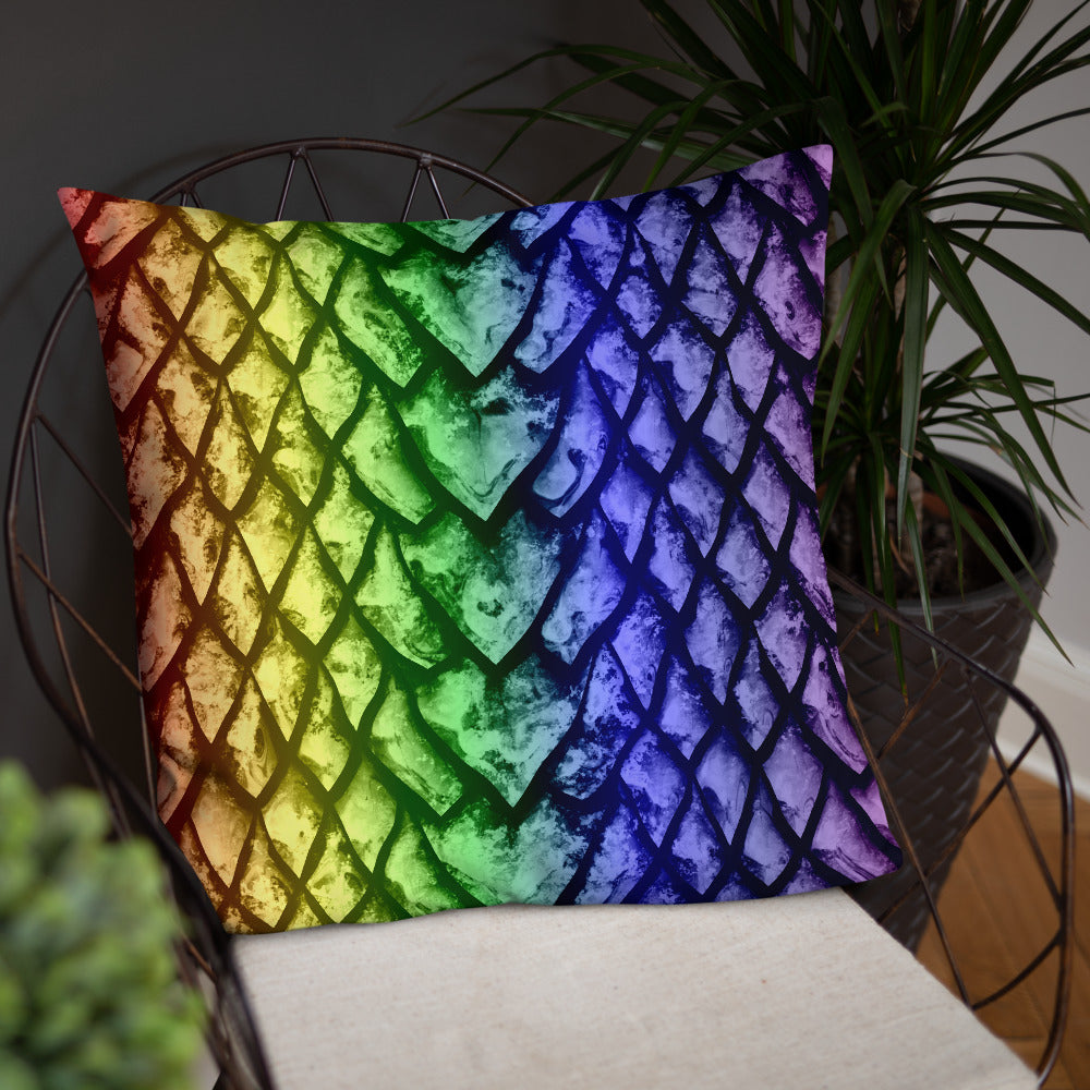 Rainbow Dragon Scale Pillow