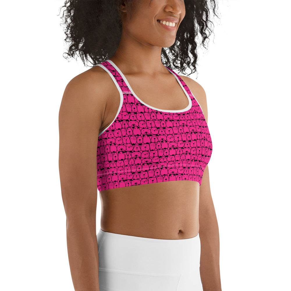 Pink and Black Doggies Sports Bra