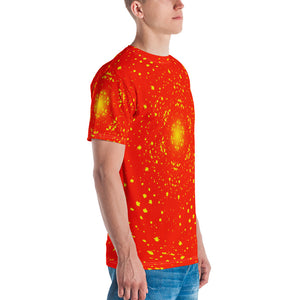 Safety Orange & Neon Yellow Sunburst Kaleidoscope Men's T-shirt