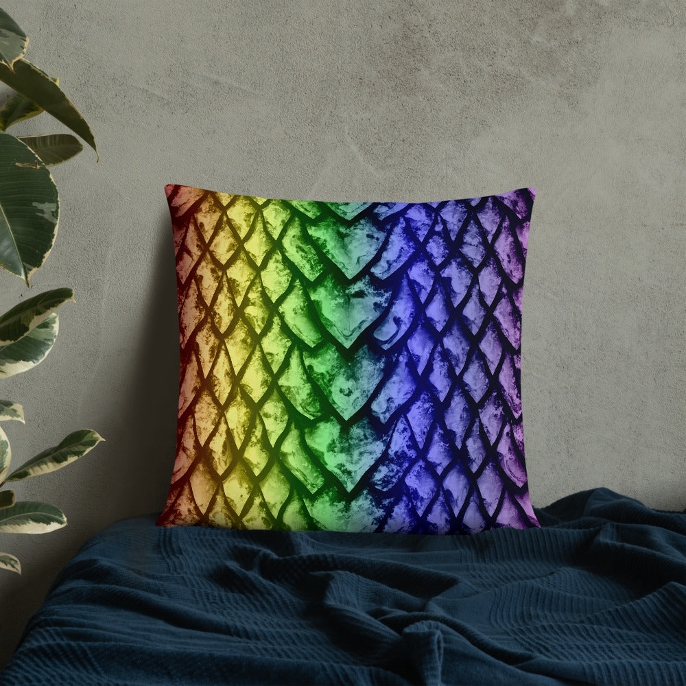 Rainbow Dragon Scale Pillow