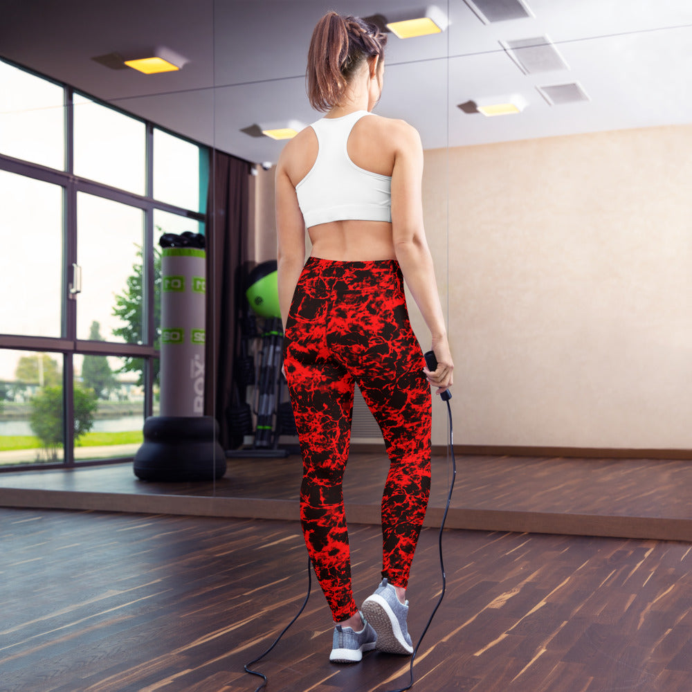 Crimson Tides Yoga Leggings With Pockets