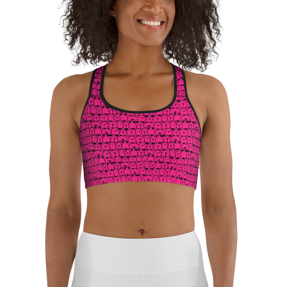 Pink and Black Doggies Sports Bra