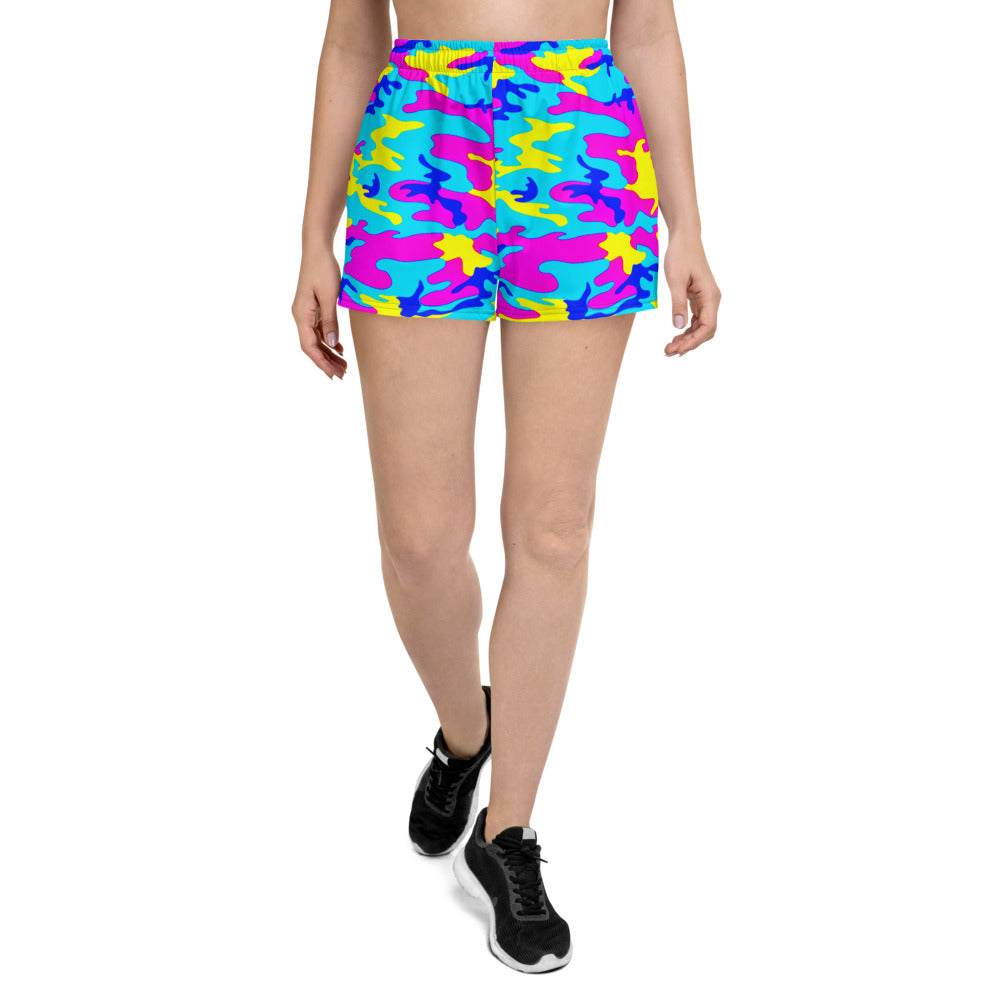 Colorful Camo Athletic Women's Short Shorts