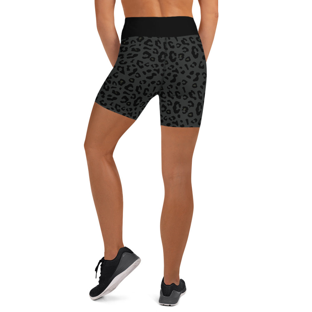 Fierce Black Panther Print Yoga Shorts