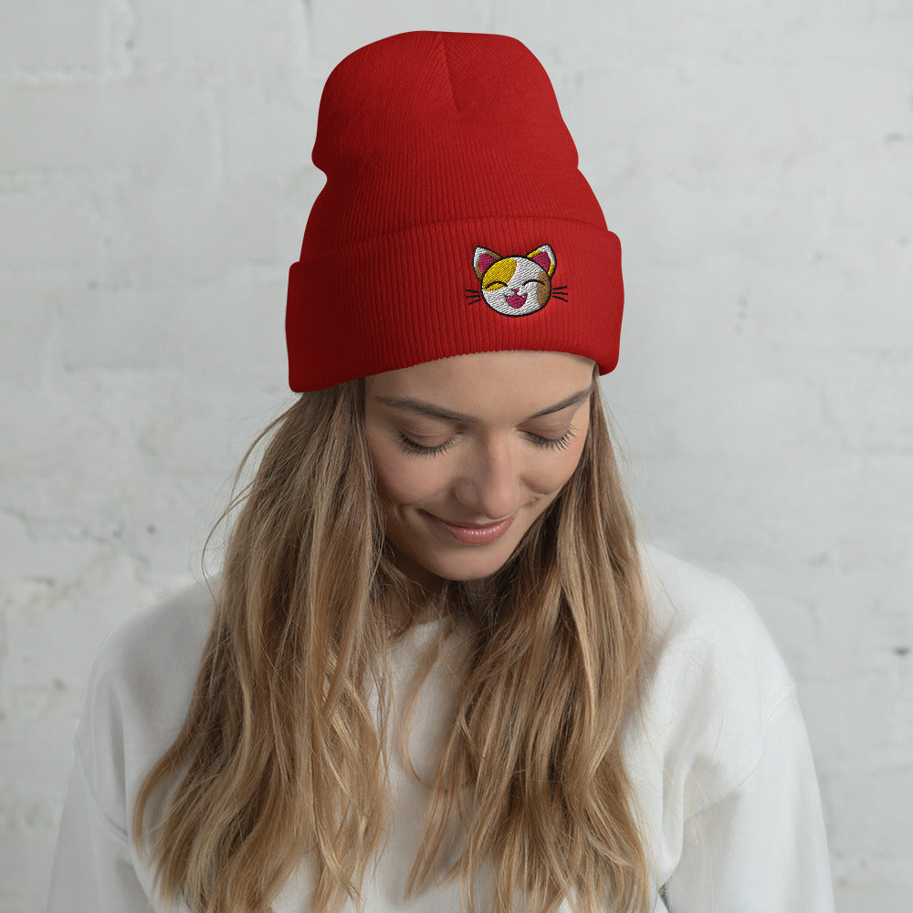 Happy Lucky Cat Cuffed Beanie