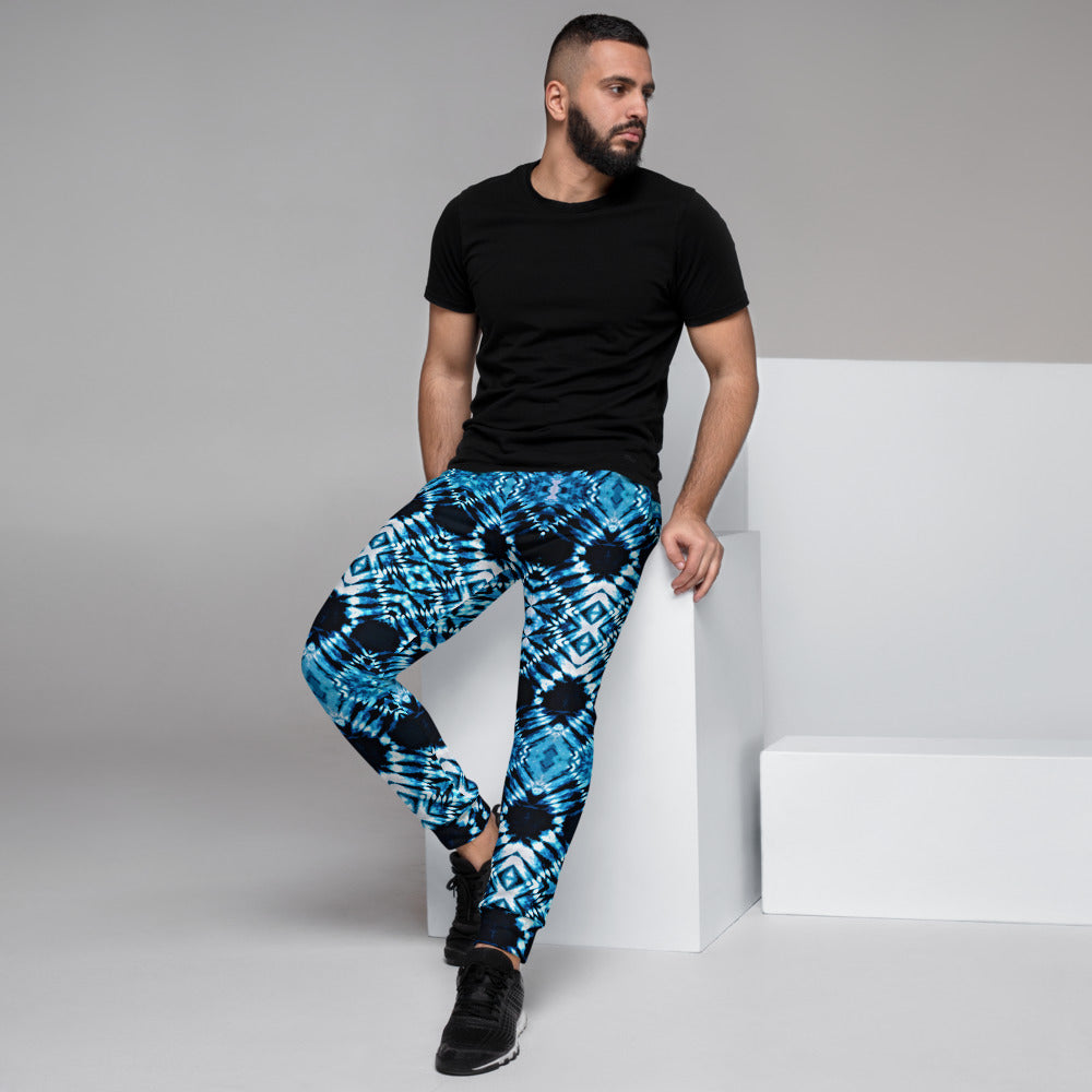 Blue and Black Tie Dye Men's Slim Fit Joggers