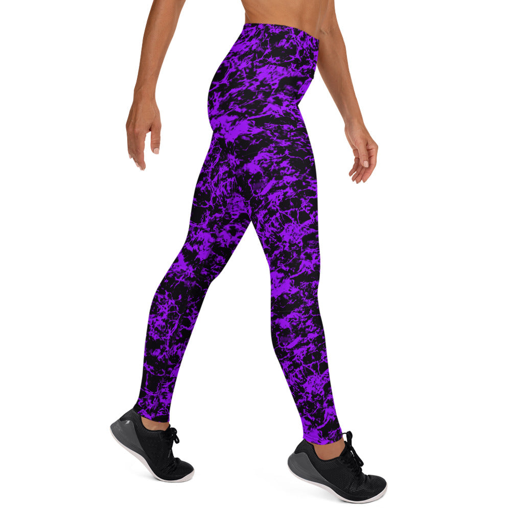 Purple Splash Yoga Leggings With Pockets