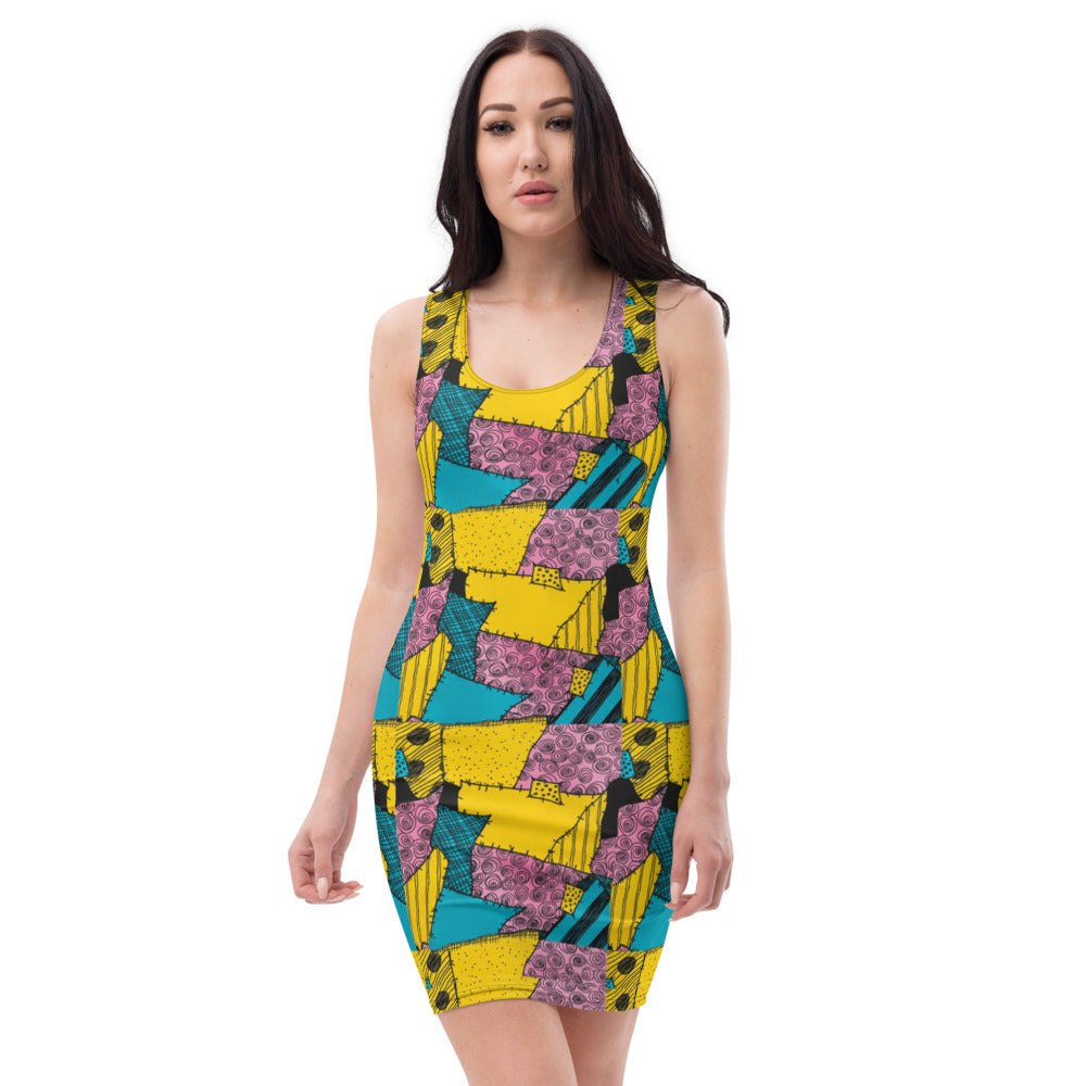 Sally Stitches Patchwork Print Sleeveless Mini Dress