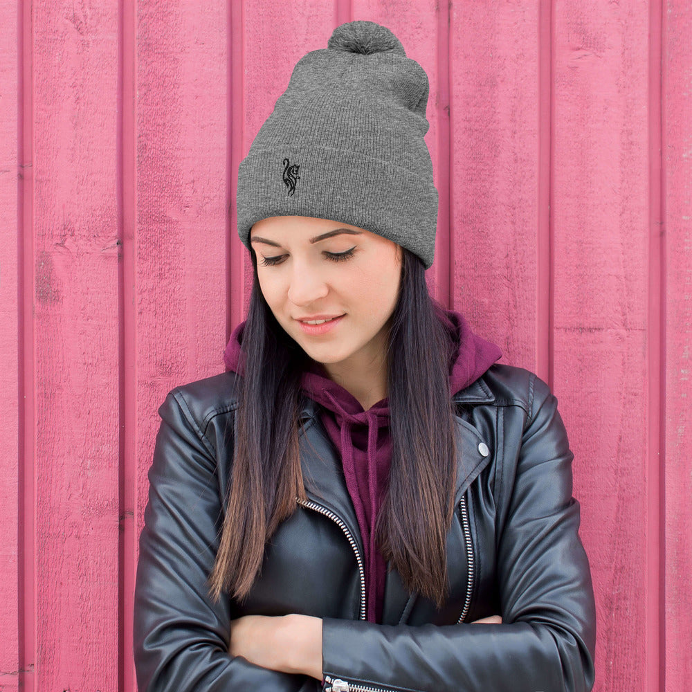 Tribal Cat Pom-Pom Beanie