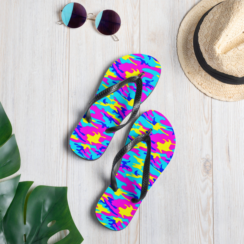 Colorful Camo Flip-Flops