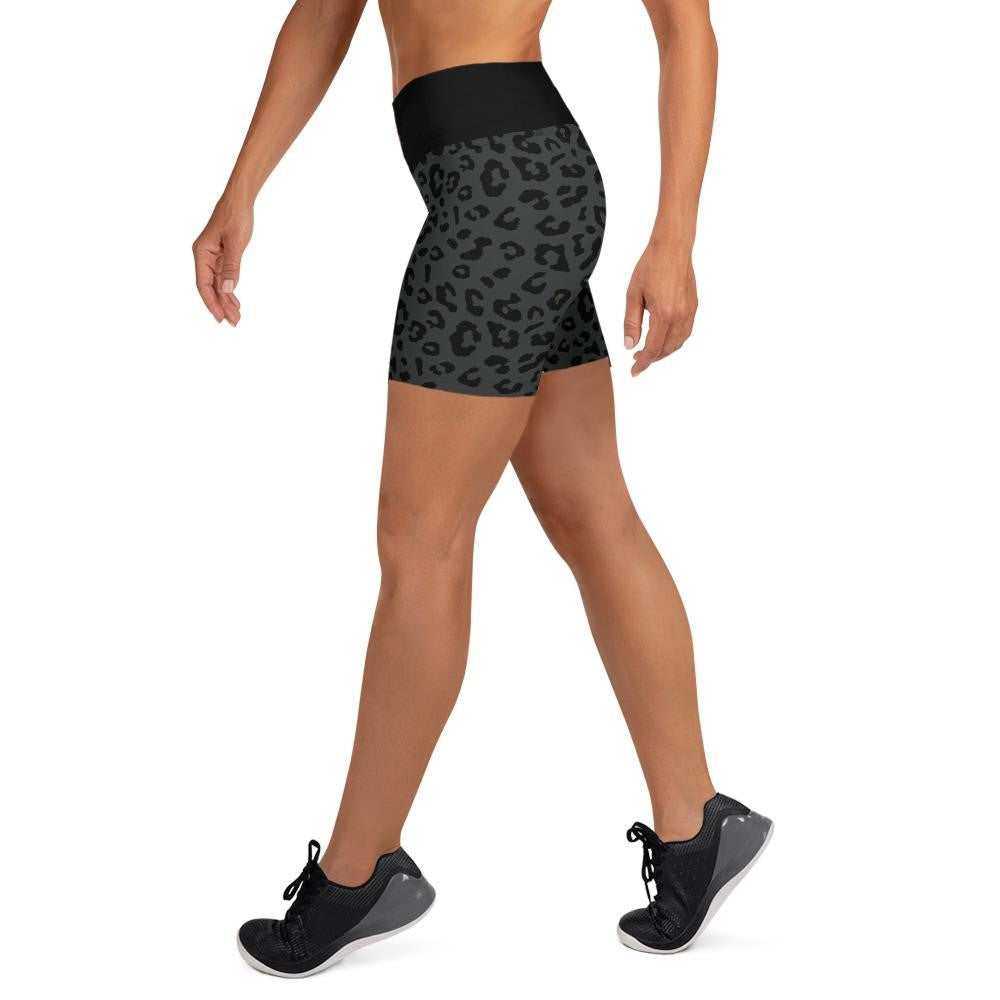 Fierce Black Panther Print Yoga Shorts