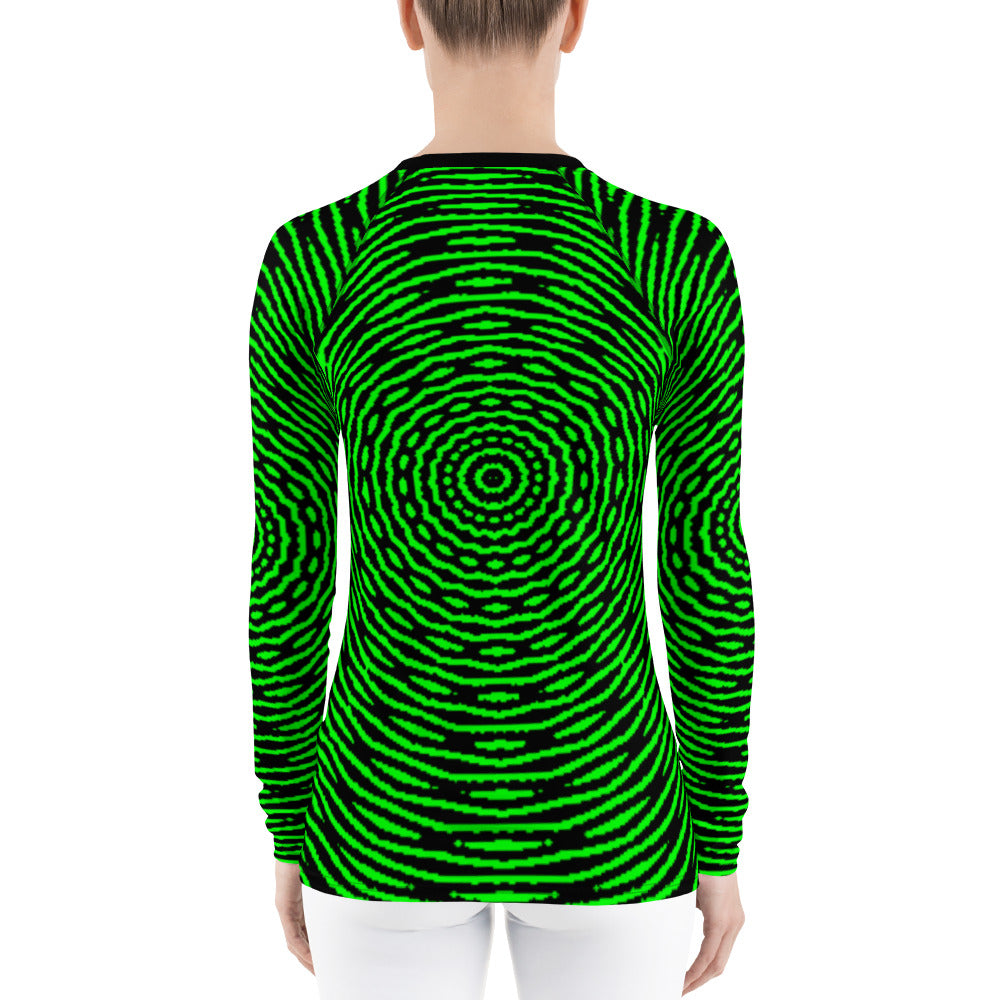 Women's Neon Green Kaleidoscope Rash Guard
