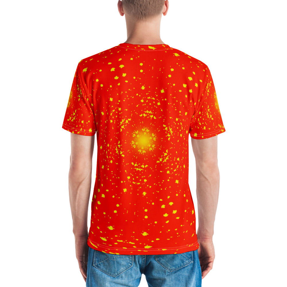 Safety Orange & Neon Yellow Sunburst Kaleidoscope Men's T-shirt