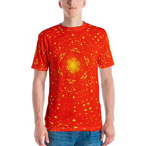 Safety Orange & Neon Yellow Sunburst Kaleidoscope Men's T-shirt