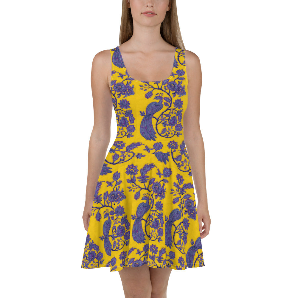 Pretty Bird Print Skater Dress