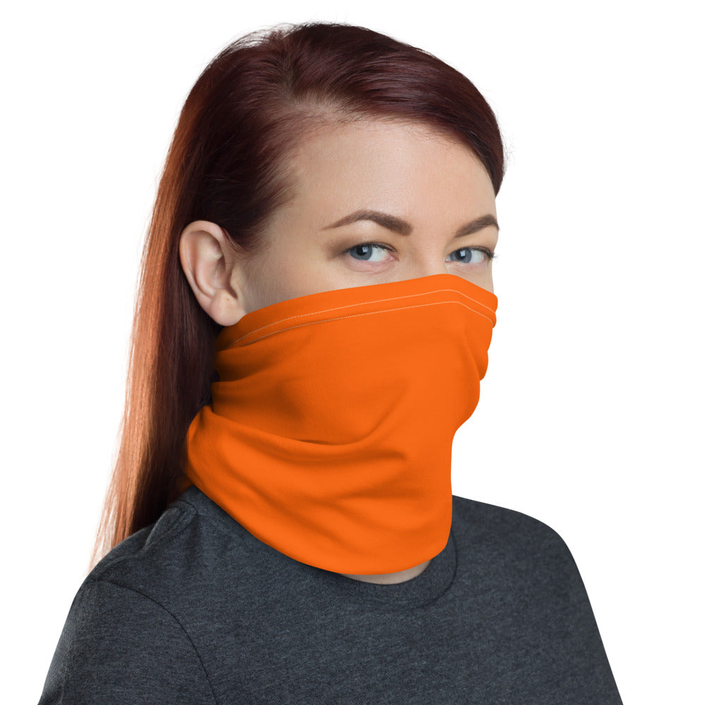 Hunter's Orange Neck Gaiter & Yellow Feather Headband