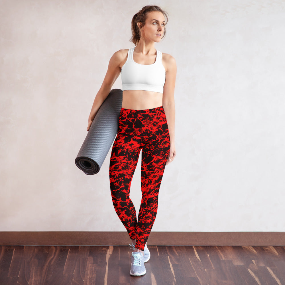 Crimson Tides Yoga Leggings With Pockets