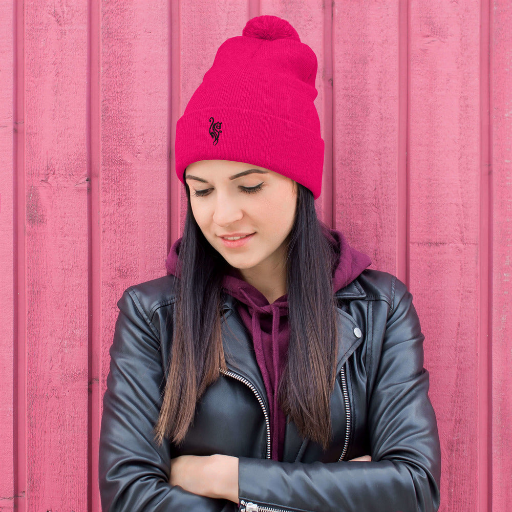 Tribal Cat Pom-Pom Beanie