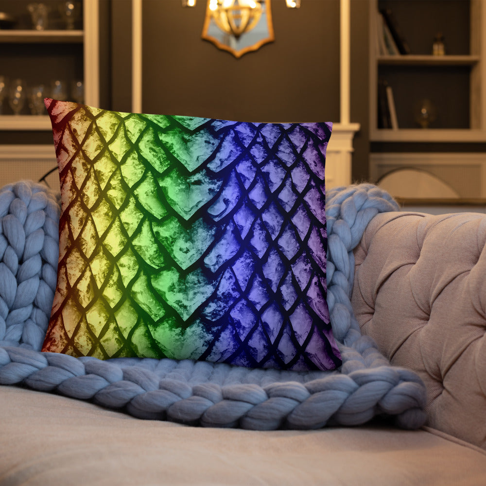 Rainbow Dragon Scale Pillow