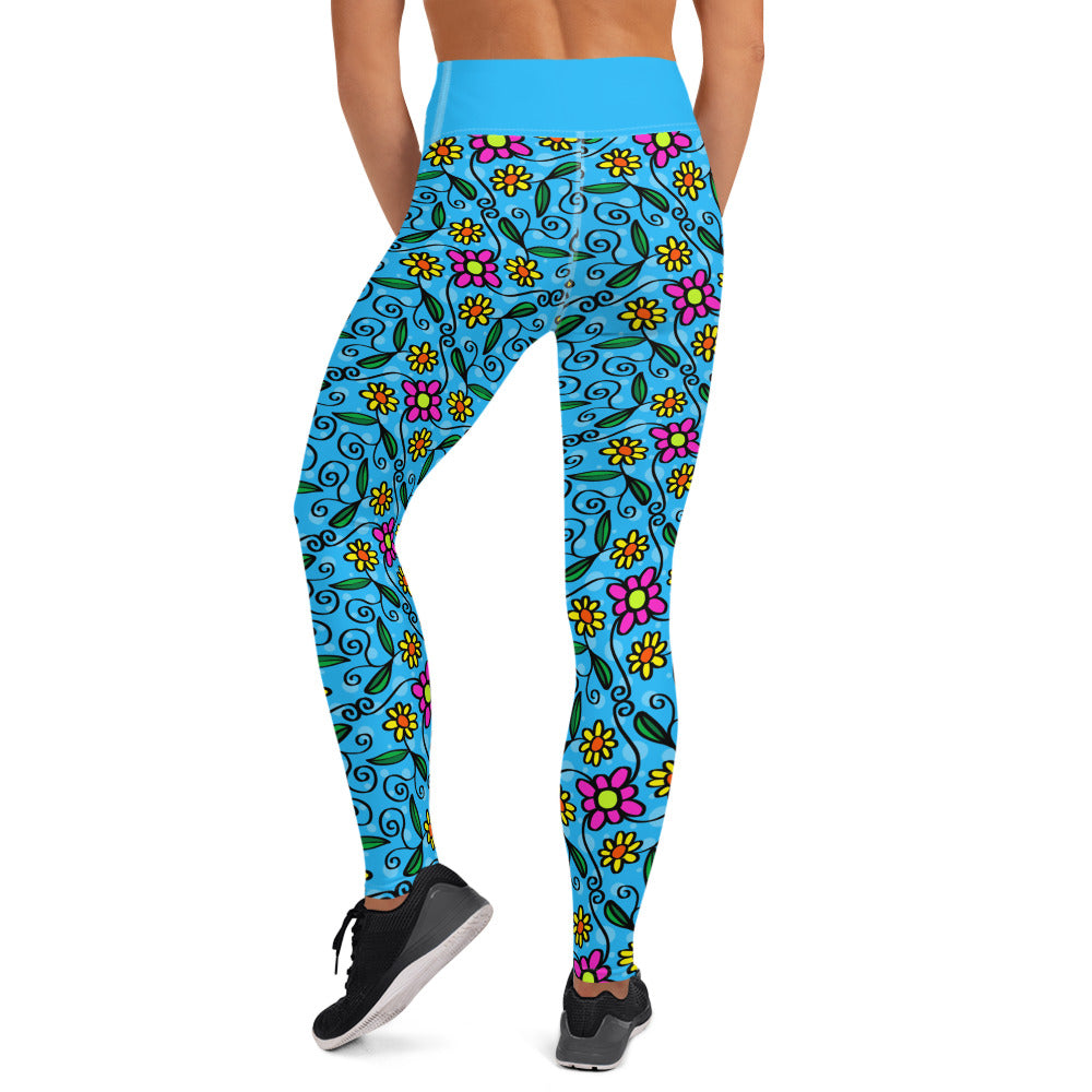 Flowers and Vines Pocket Yoga Leggings