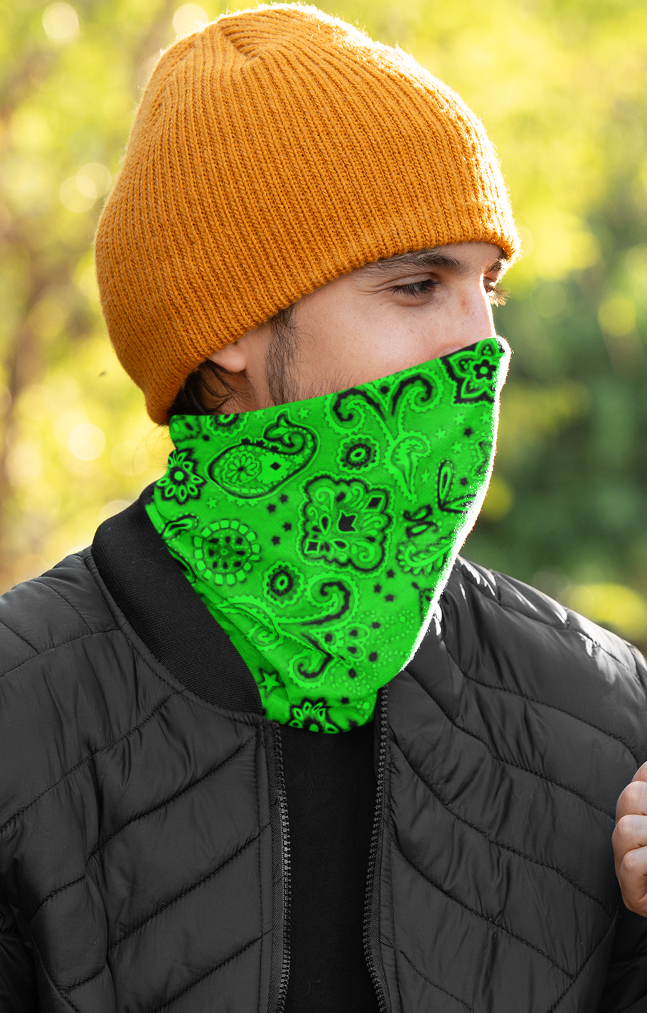 Neon Green Bandanna Neck Gaiter