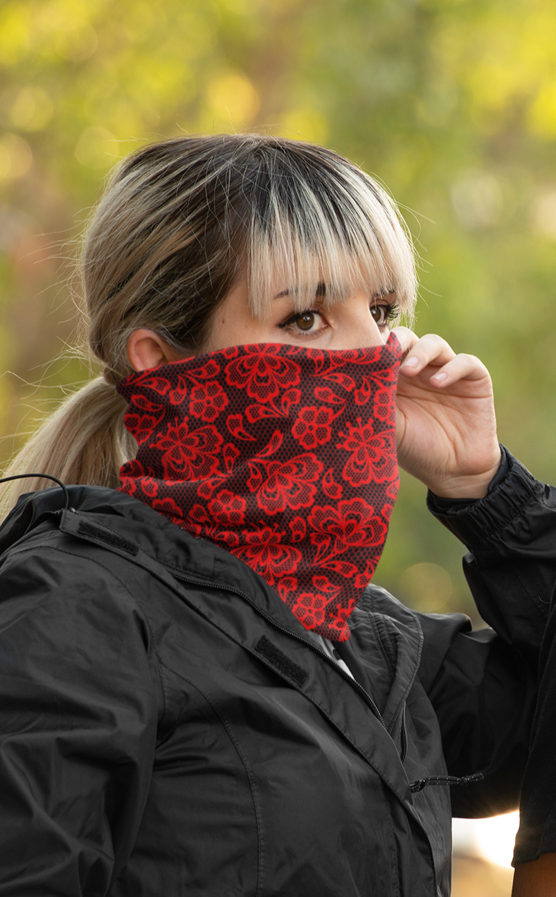 Crimson Lace Neck Gaiter