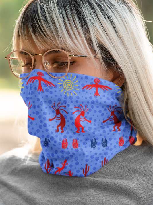 Kokopelli on Blue Neck Gaiter