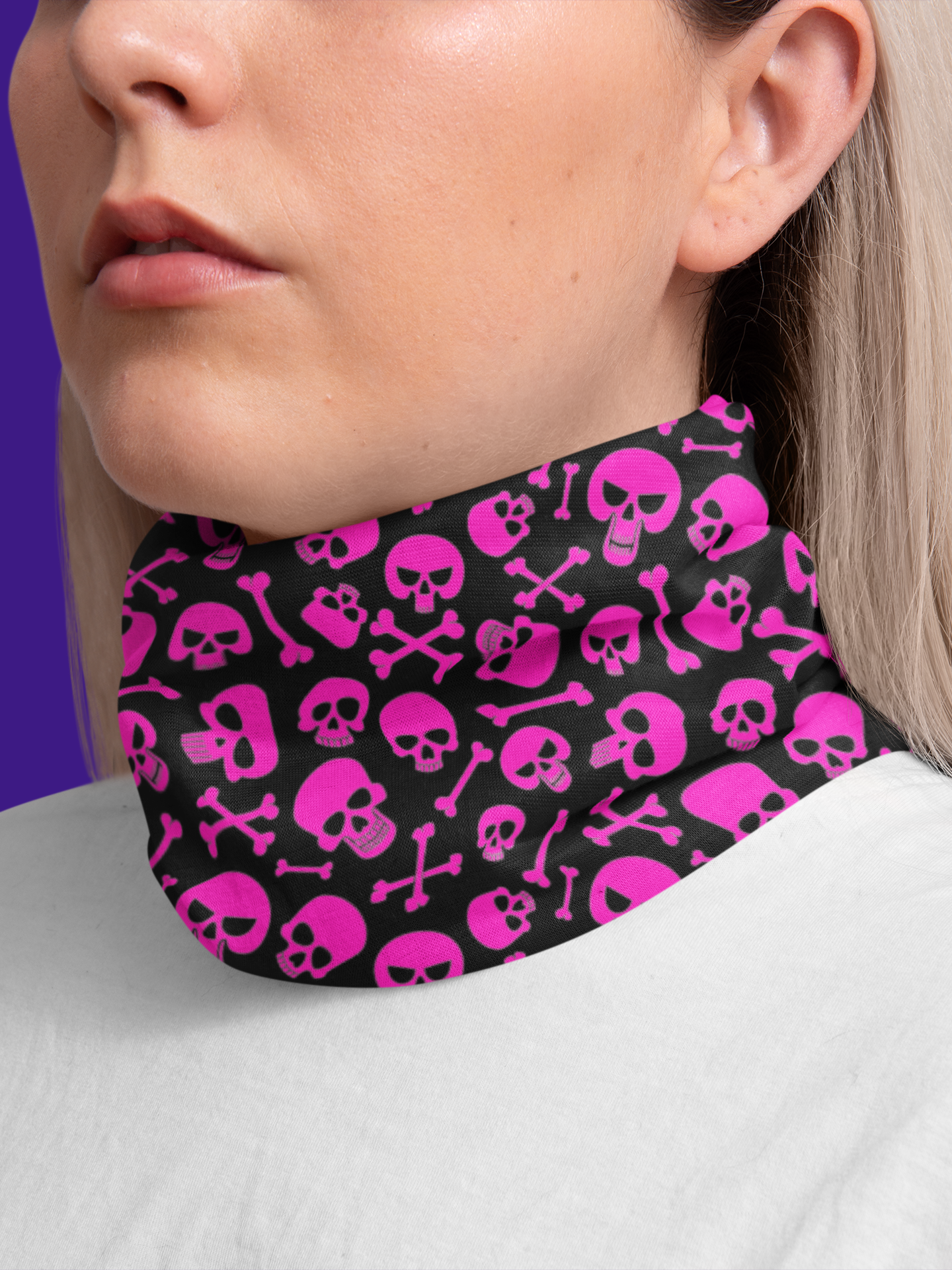 Pink Skulls & Crossbones Neck Gaiter