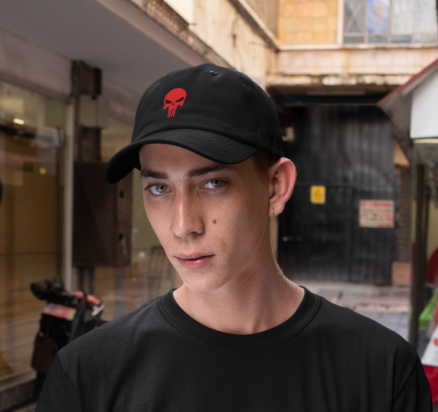 Red Skull Embroidered Dad Hat