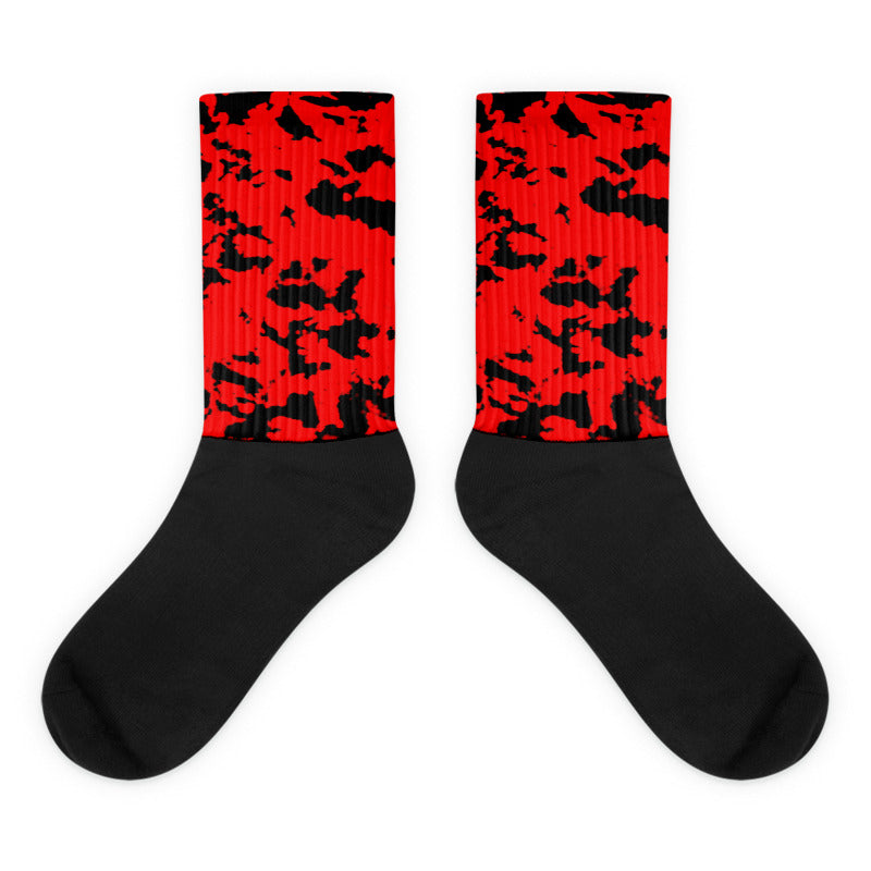 Red on Black Splatter Socks