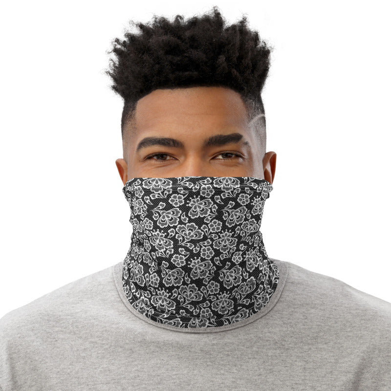 White Lace Print Neck Gaiter