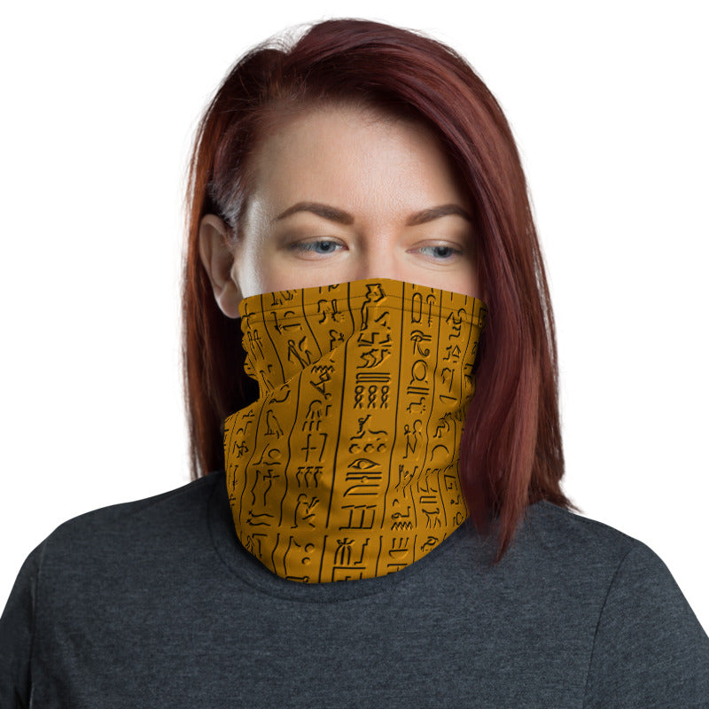 Egyptian Hieroglyphs Etched Neck Gaiter