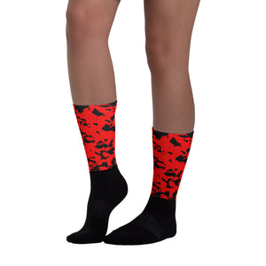 Red on Black Splatter Socks