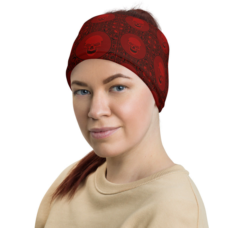 Crimson Skull Bandanna Neck Gaiter & Headband