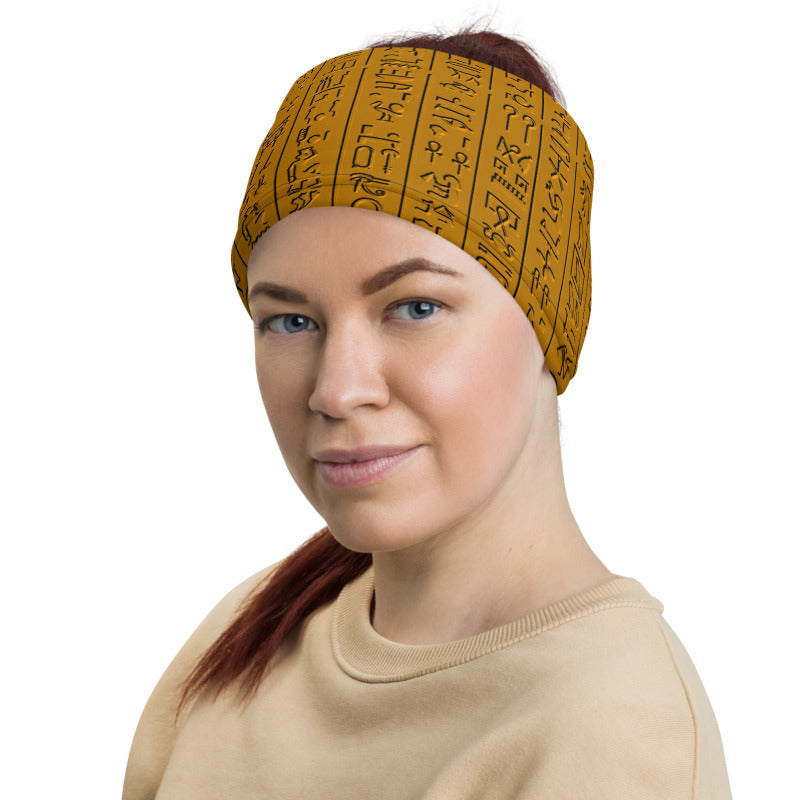 Egyptian Hieroglyphs Etched Neck Gaiter