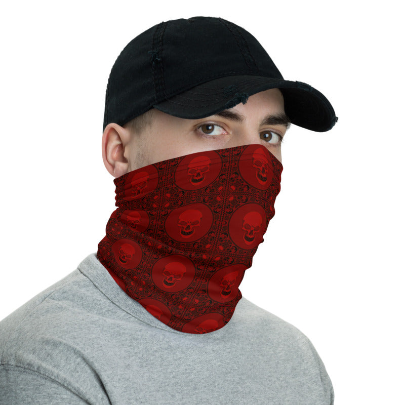 Crimson Skull Bandanna Neck Gaiter & Headband