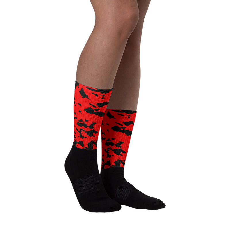 Red on Black Splatter Socks