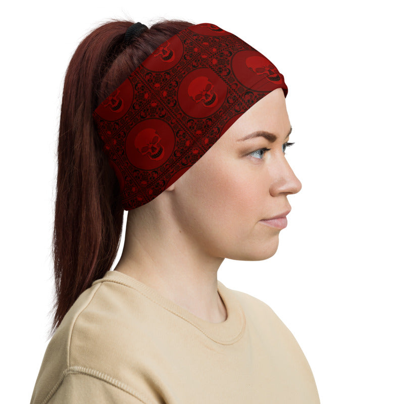 Crimson Skull Bandanna Neck Gaiter & Headband