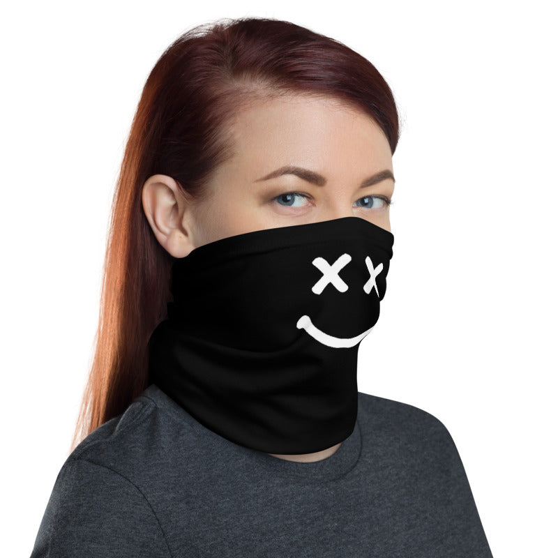 White X X Smiley Neck Gaiter