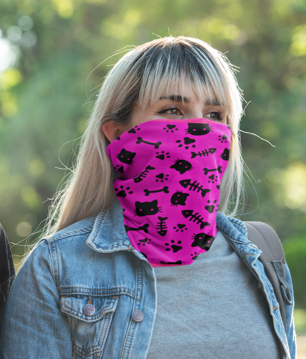 Cats & Bones Pink Neck Gaiter