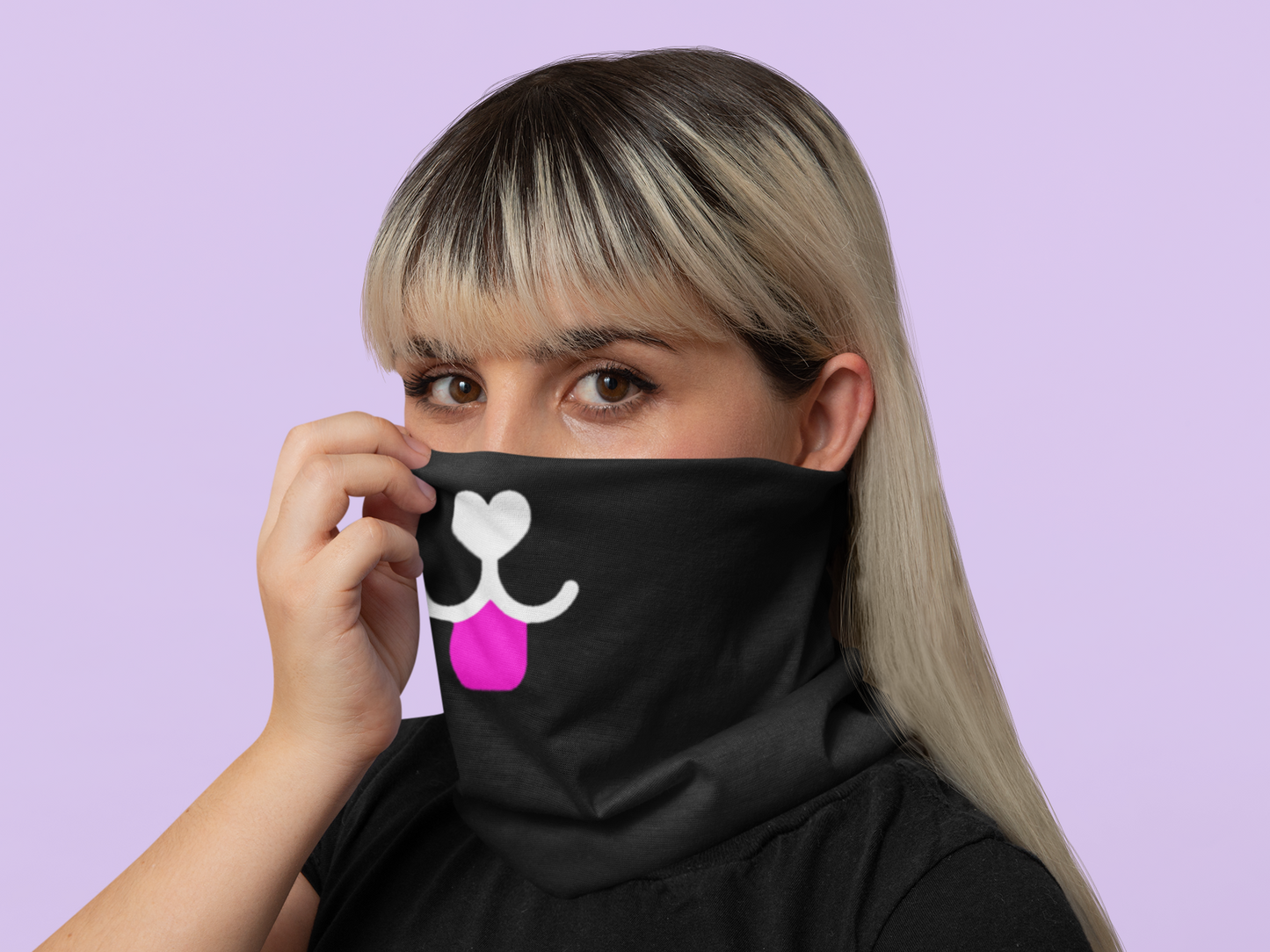 Dog Nose & Pink Tongue Neck Gaiter