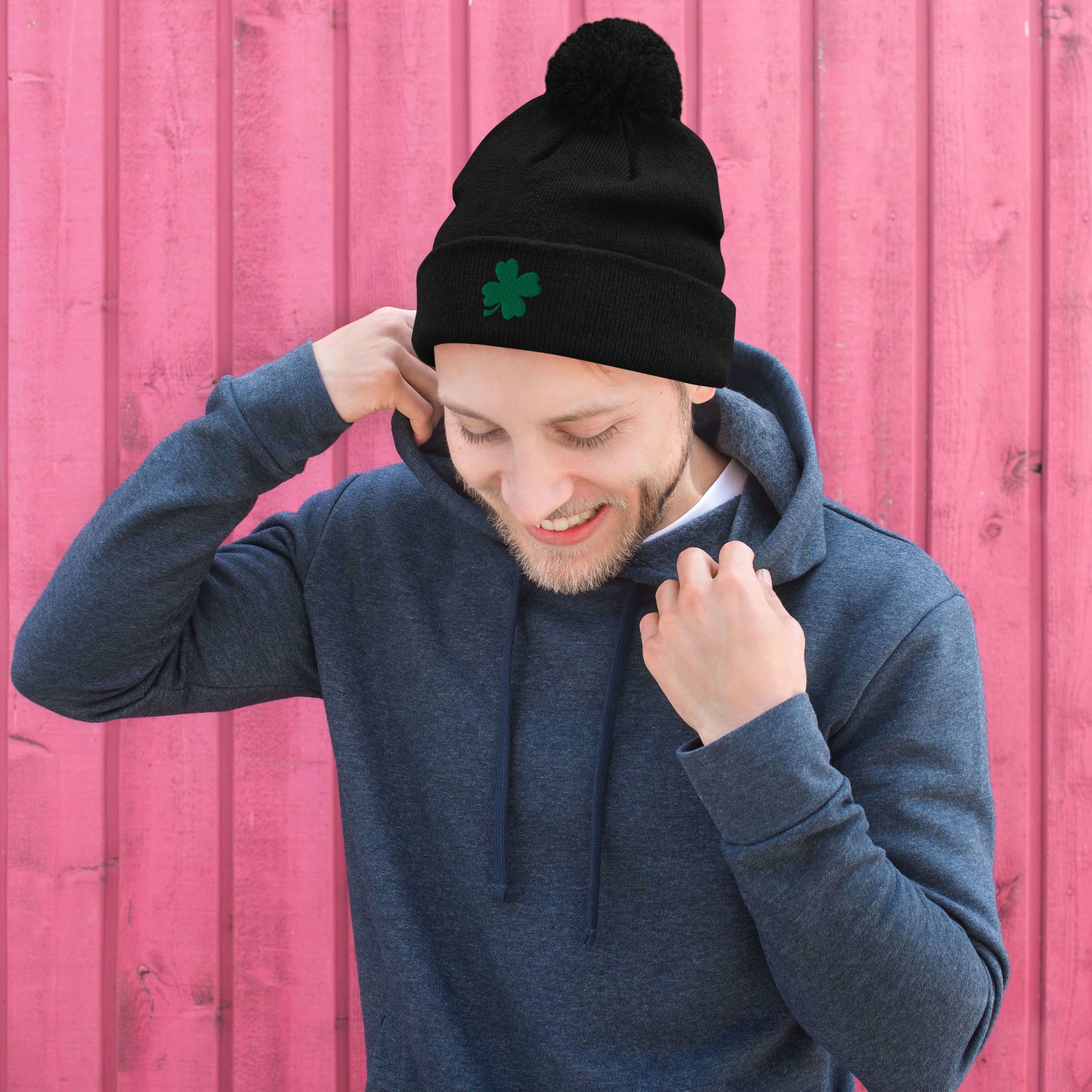 Lucky Clover Pom-Pom Beanie