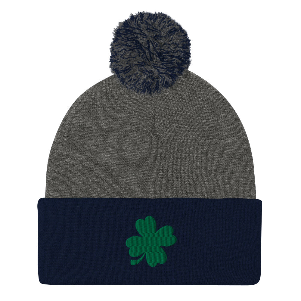 Lucky Clover Pom-Pom Beanie