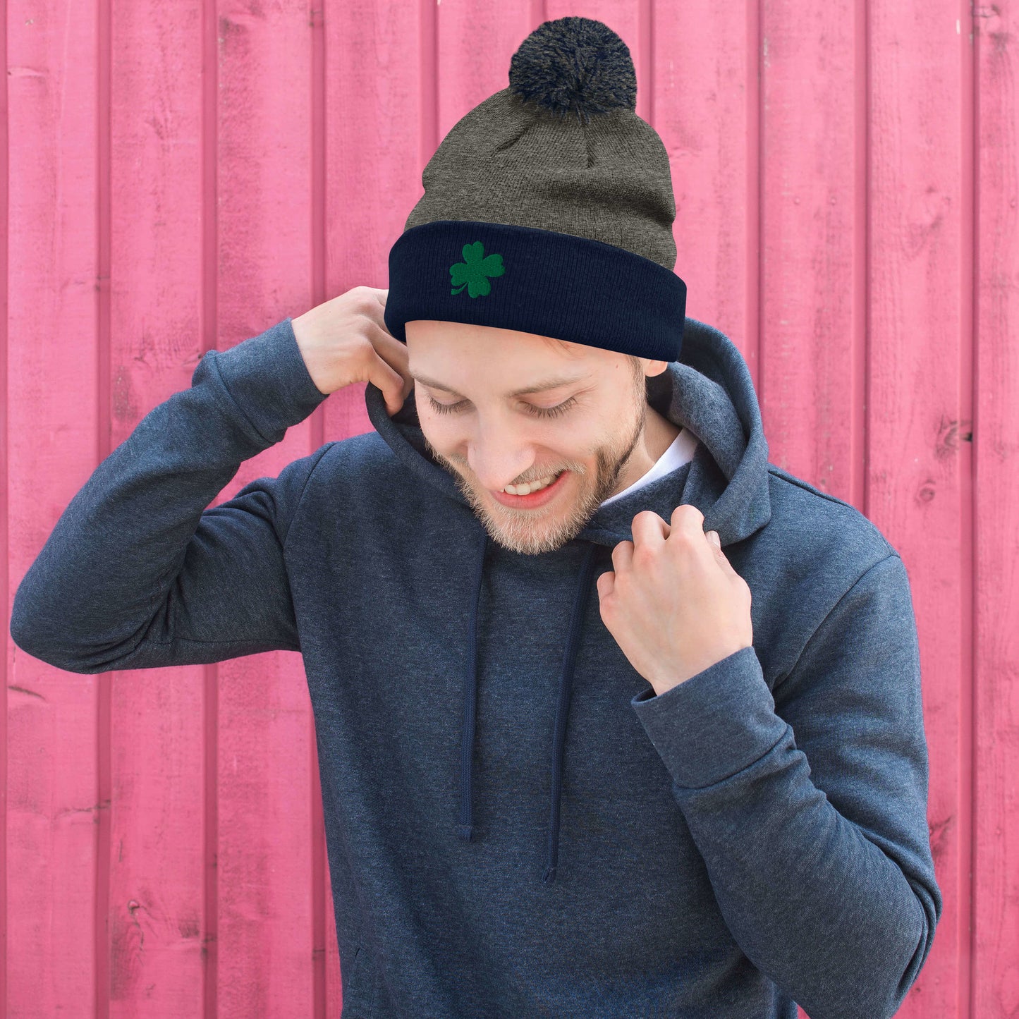 Lucky Clover Pom-Pom Beanie