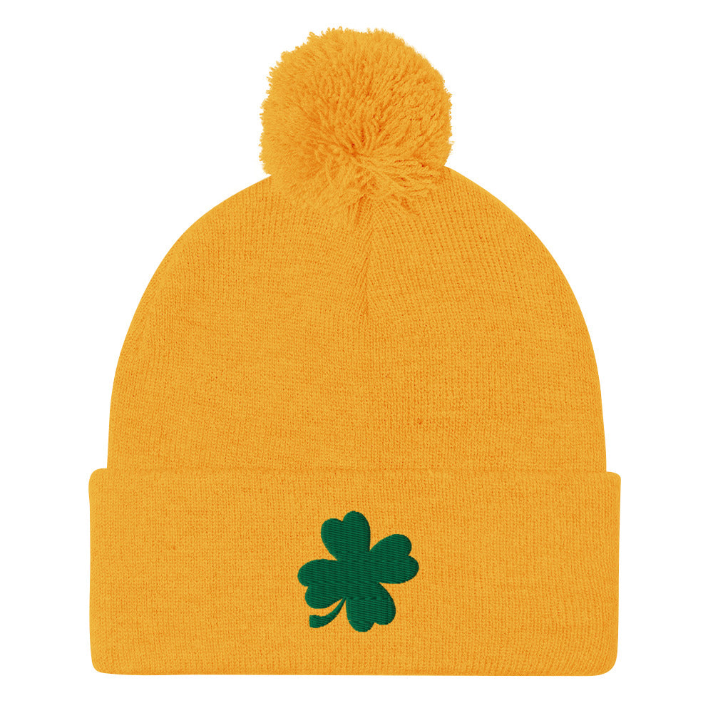 Lucky Clover Pom-Pom Beanie